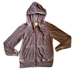 GreenTea Women’s Small Washed Out Lavender Purple Full Zip Hoodie Jacket w Ties